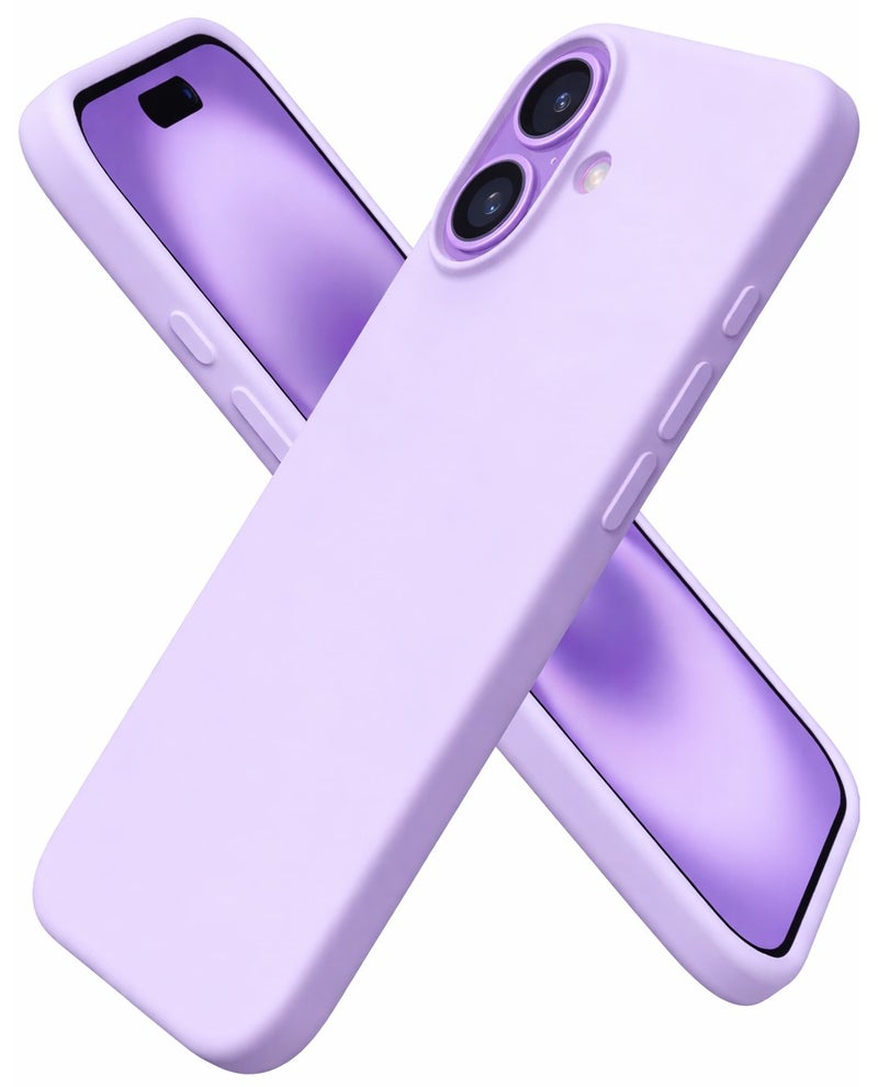 أكاليكس جراب سيليكون متوافق مع iPhone 16، سيليكون سائل رفيع، طبقات من المطاط الهلامي الناعم المقاوم للصدمات، جراب حماية للهاتف مع بطانة من مادة TPU (بنفسجي فاتح)